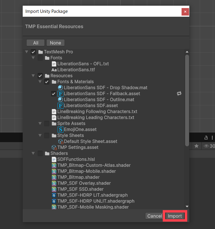 TMP Essentioal ResourcesをImportする